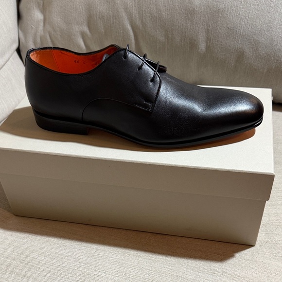 Santoni Black Leather Oxfords main image 8